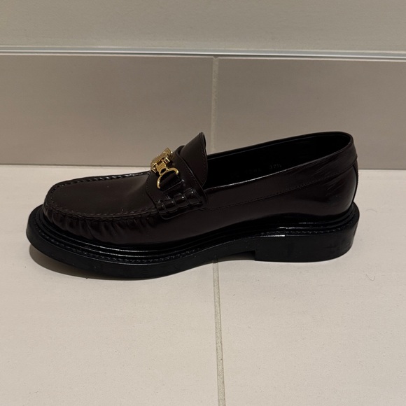 Celine Dark Brown Loafers with Gold Detail - Picture 2 of 6